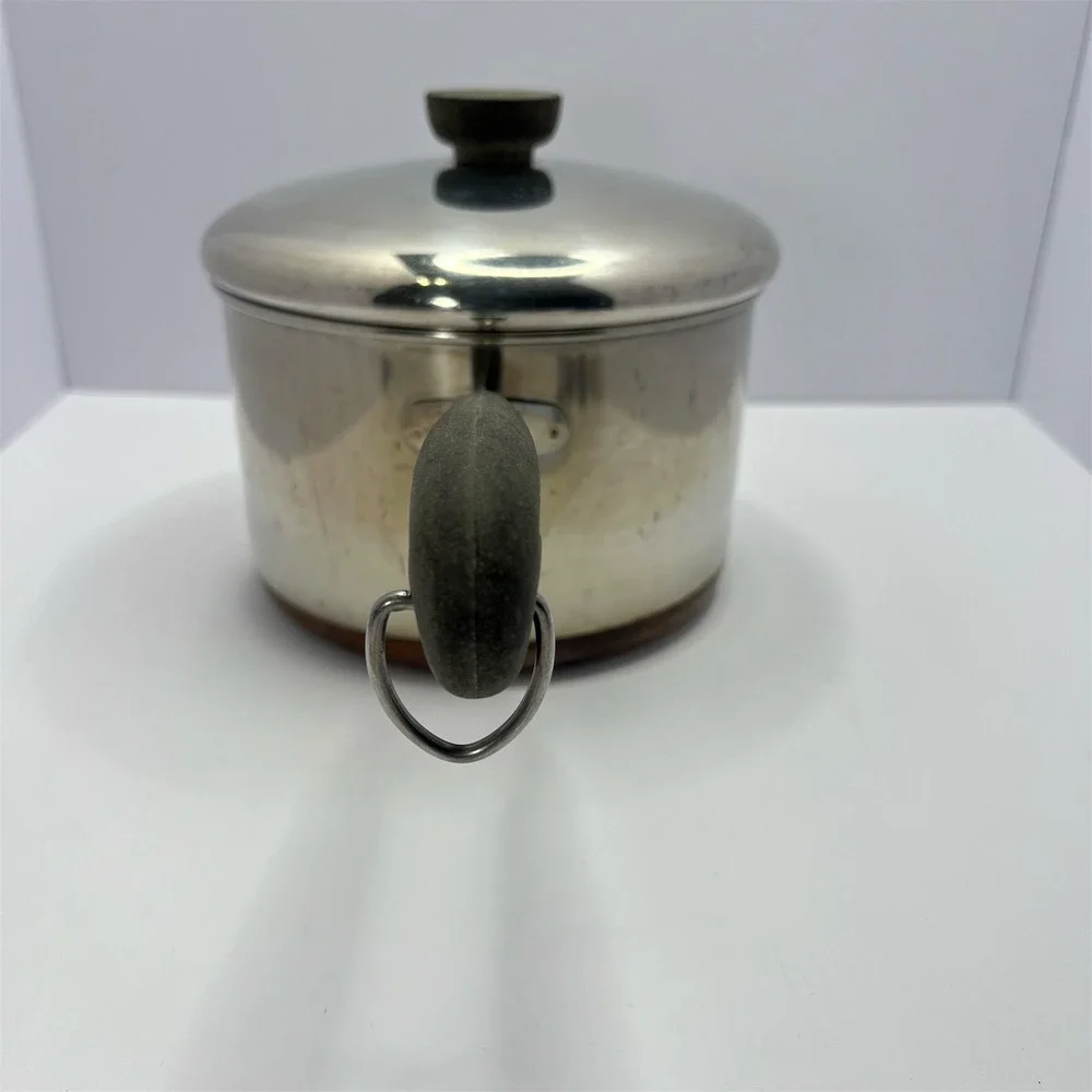 Revere Ware Saucepan Pot with Lid 3Qt Vintage Made USA Copper Bottom Midcentury